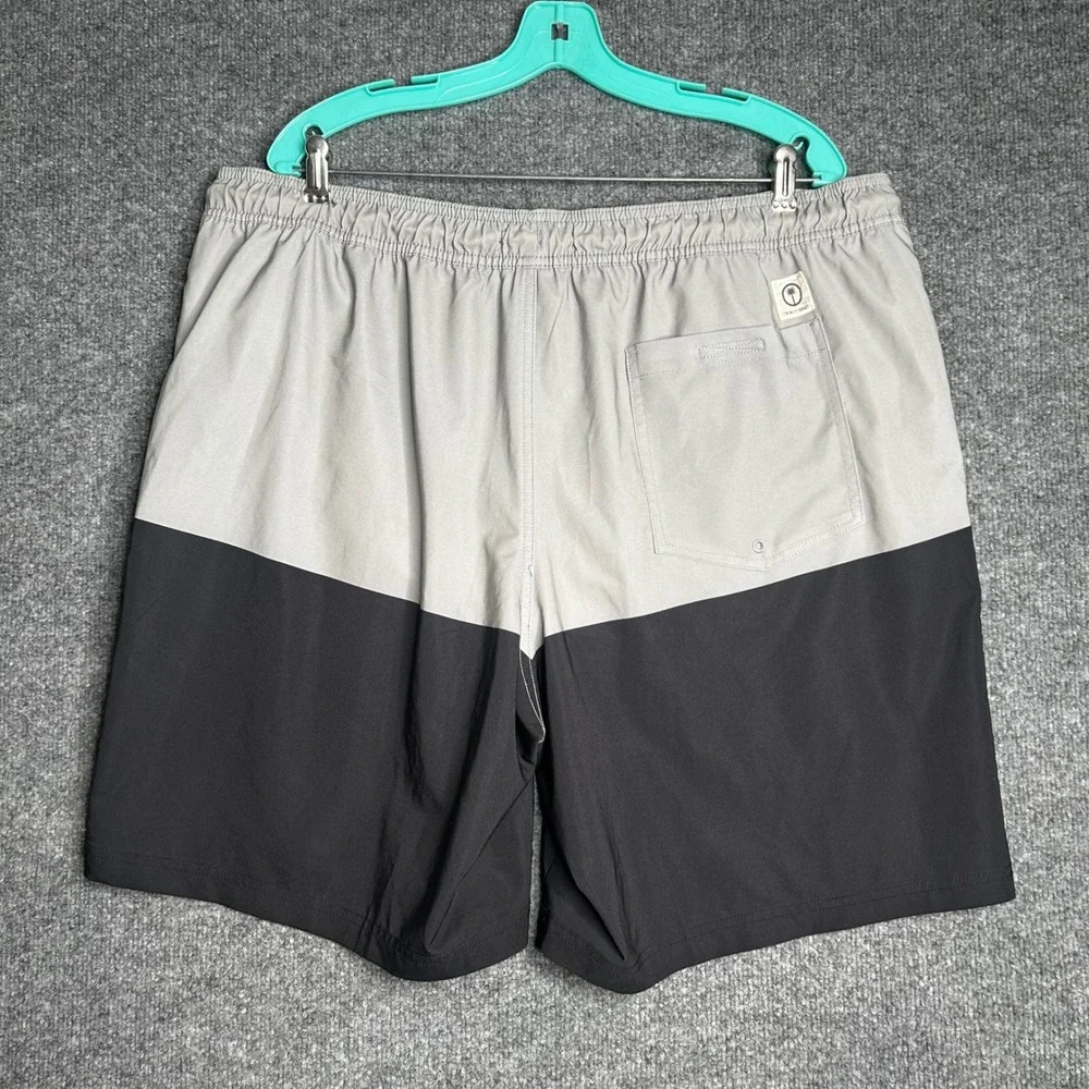 Trinity Coast Mens 2XLT Grey Black Colorblock Swim Trunks Board Shorts